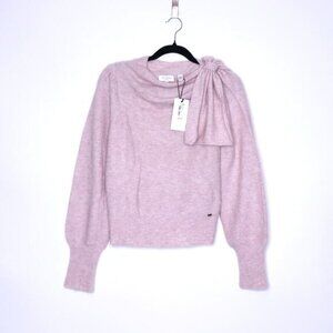 TED BAKER Larbow Statement Bow Sweater Pink Wool Knit Pullover Women's 0/US 2